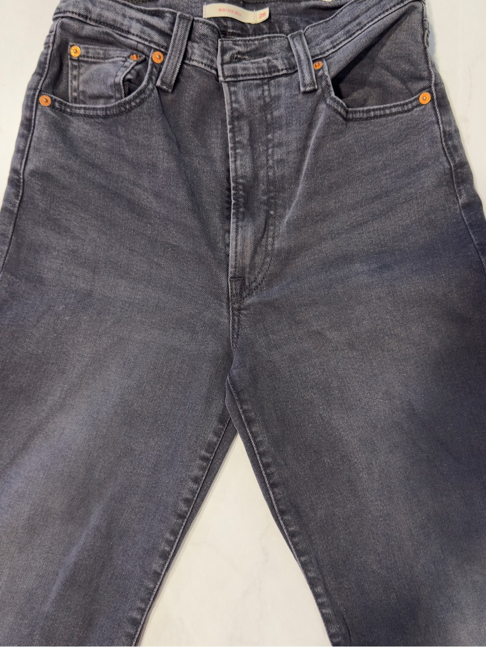 Levi's High-Rise Ribcage Bell Jeans in Washed Charcoal